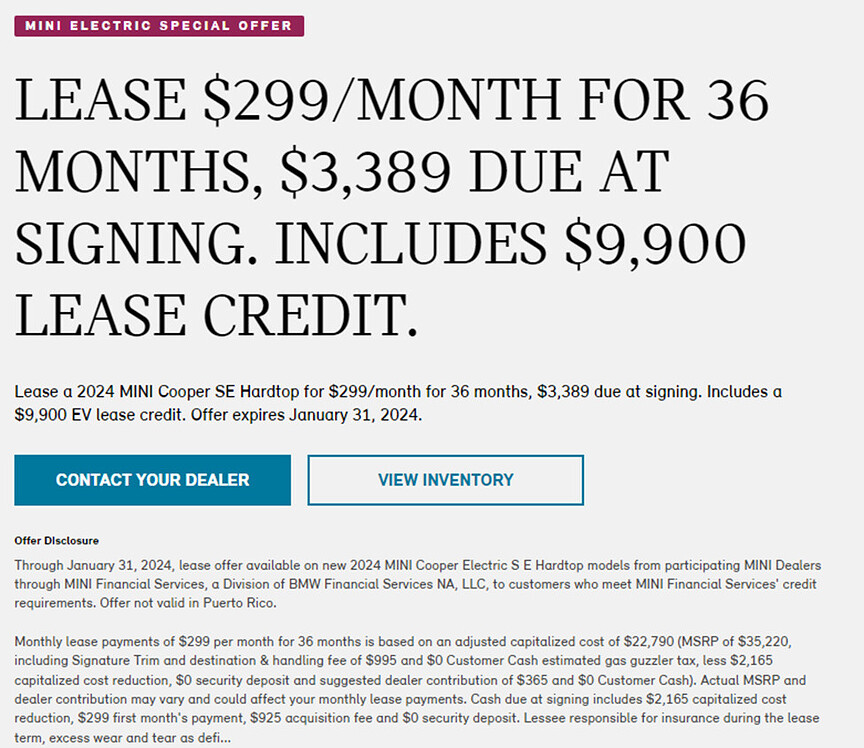 cheapest electric car to lease right now